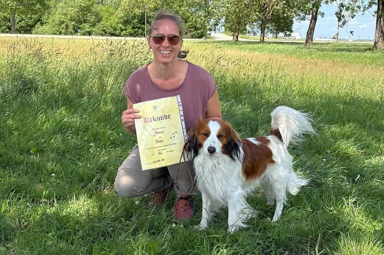 Jana und Felix: Stöberprüfung Stufe 1 bestanden!