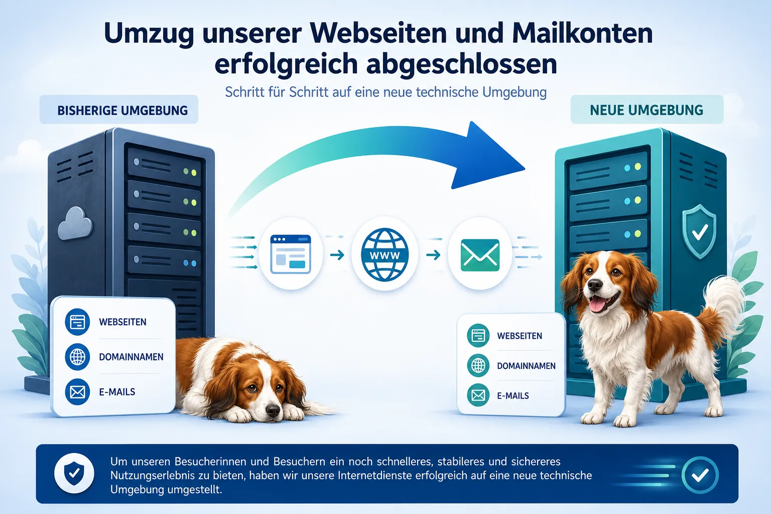 Umzug unserer Webseiten und E-Mail-Konten erfolgreich abgeschlossen